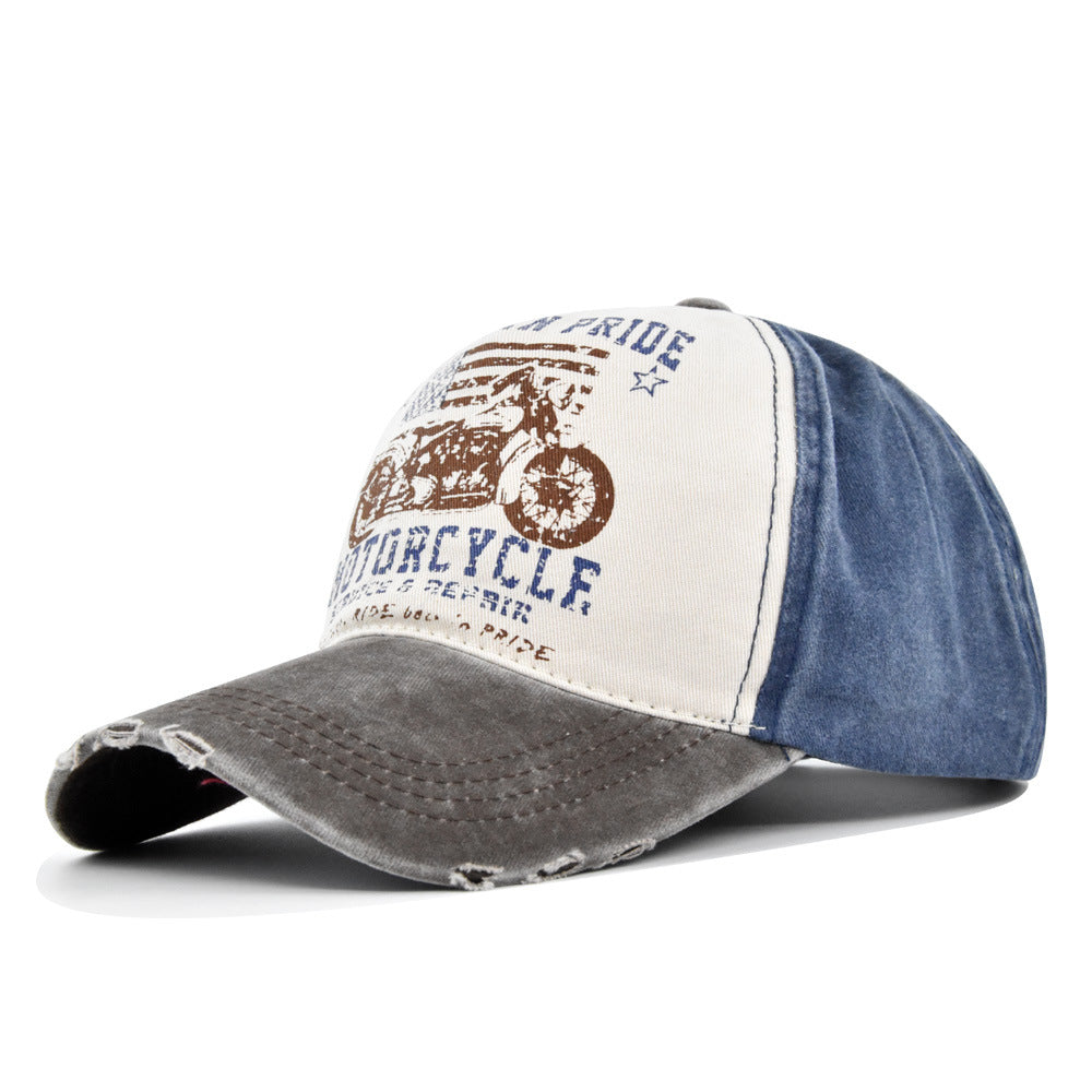 Vintage Moto Graphic Washed Baseball Cap - coffee
