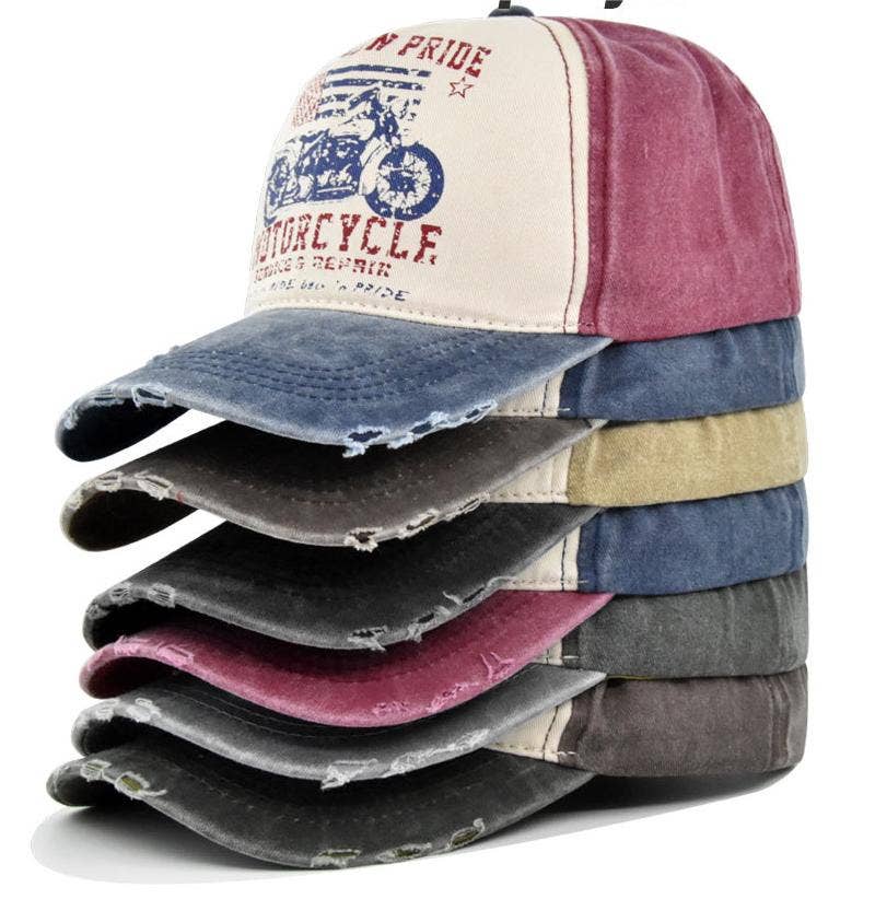 Vintage Moto Graphic Washed Baseball Cap
