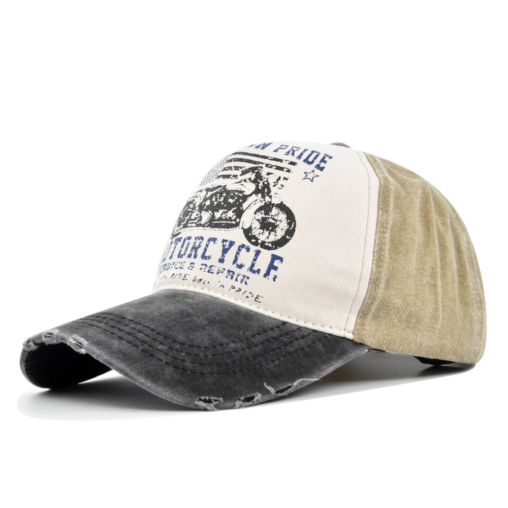 Vintage Moto Graphic Washed Baseball Cap - khaki