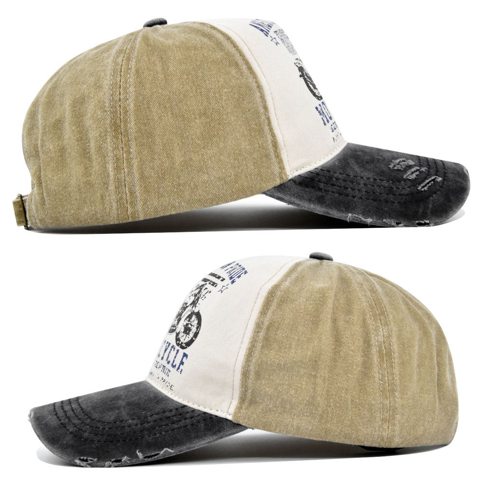 Vintage Moto Graphic Washed Baseball Cap - khaki - 3