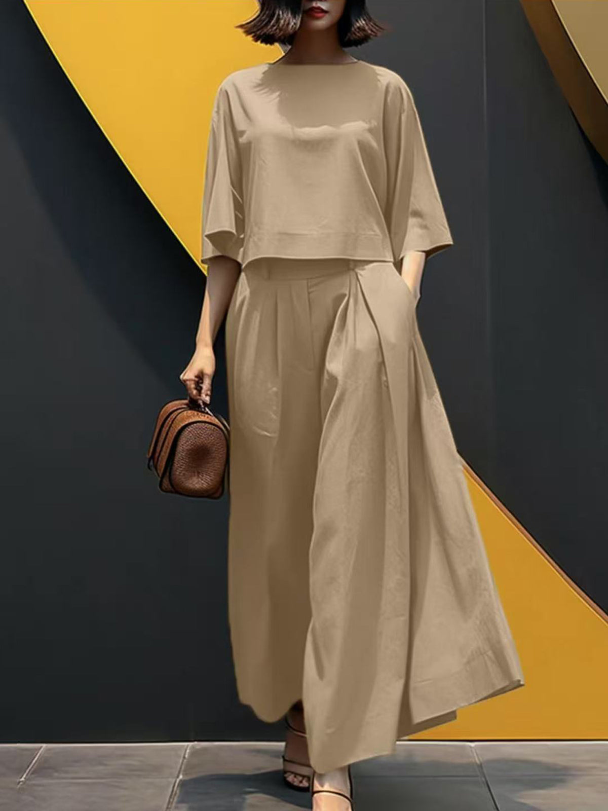 Bell Sleeve Boxy Top and Palazzo Pants Set - view 2