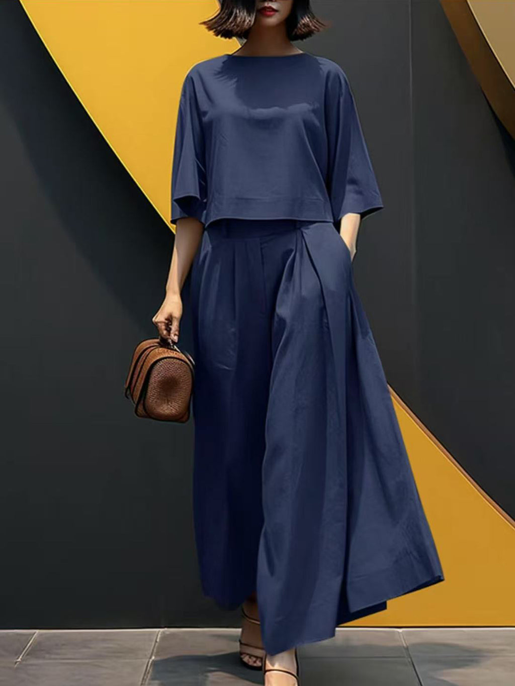 Bell Sleeve Boxy Top and Palazzo Pants Set - view 3