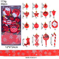 30 Piece Christmas Ornament Set With Snowflake Ribbon - Red