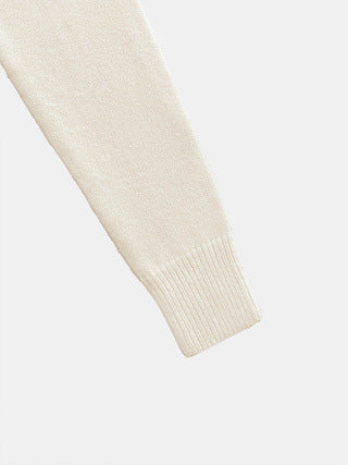 Ivory Lace Trim Button-Up Knit Cardigan - Ivory - 3