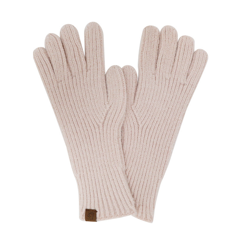 Soft Ribbed Knit Winter Gloves - Pink