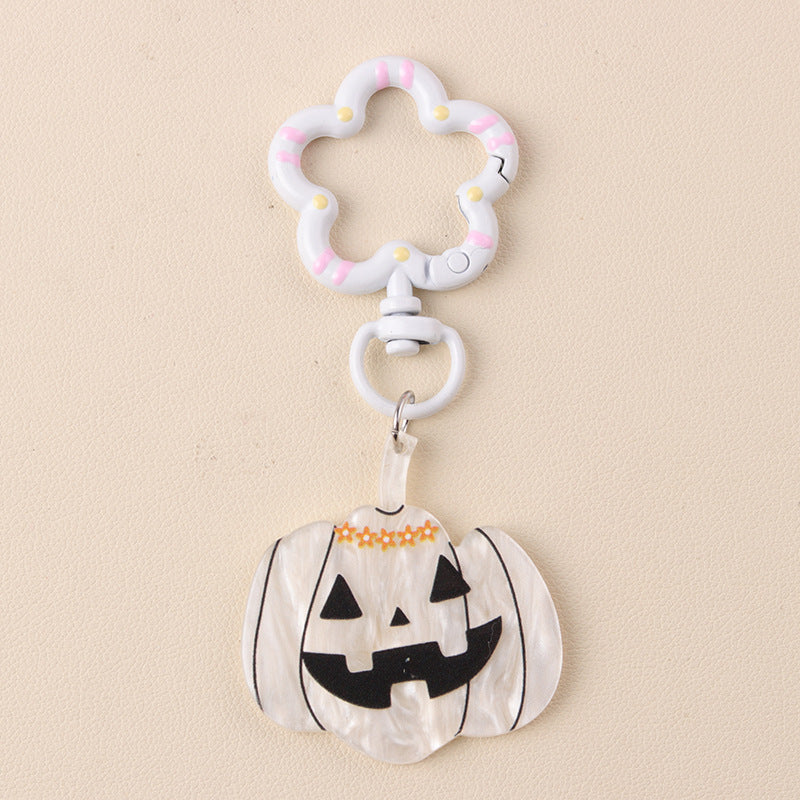 Spooky Skull Ghost Bat Charm Keychain - C4