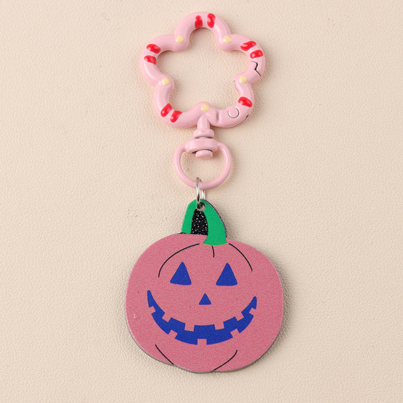 Spooky Skull Ghost Bat Charm Keychain - C5