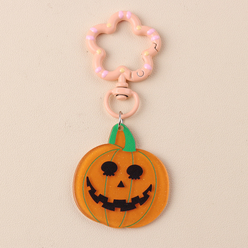 Spooky Skull Ghost Bat Charm Keychain - C6