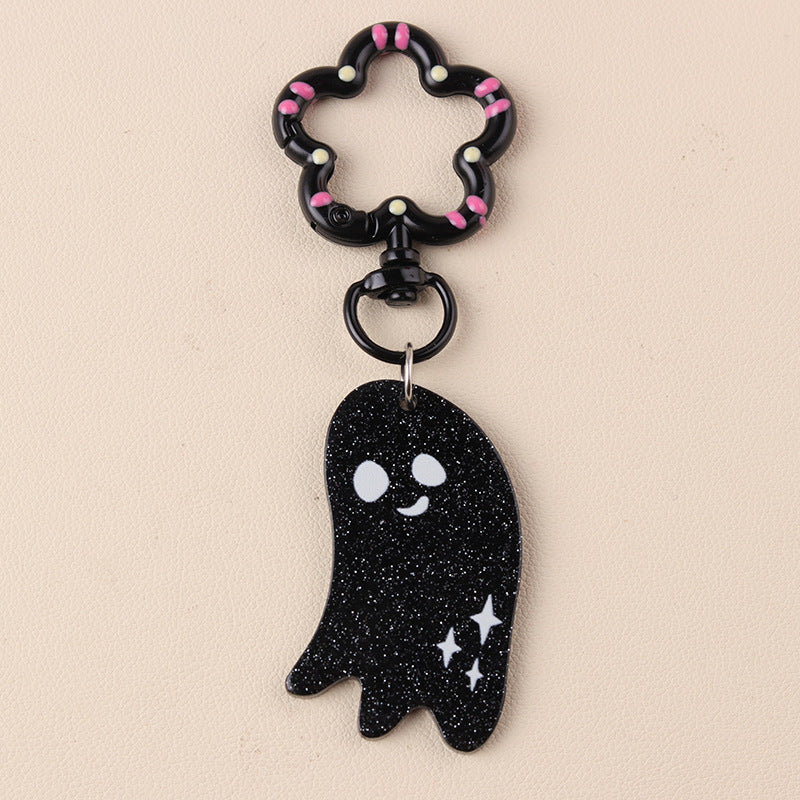 Spooky Skull Ghost Bat Charm Keychain - C9