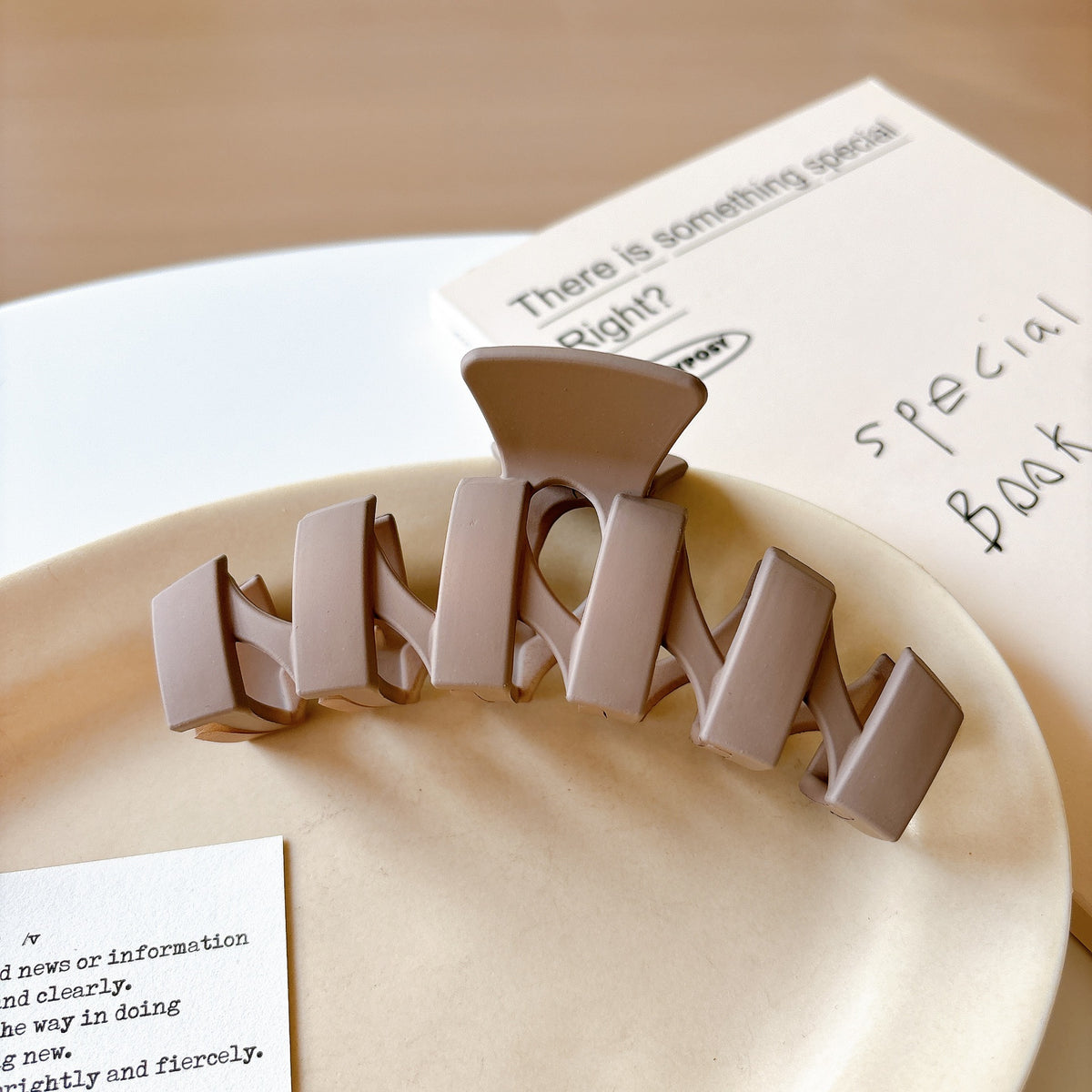 Matte Milk Tea Geometric Claw Clip - NO18