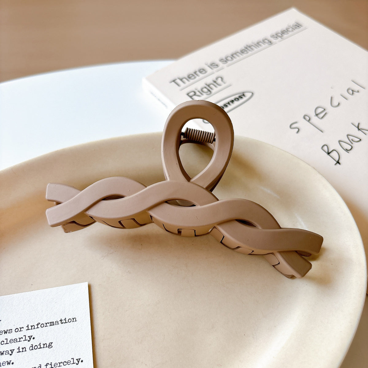 Matte Milk Tea Geometric Claw Clip - NO20