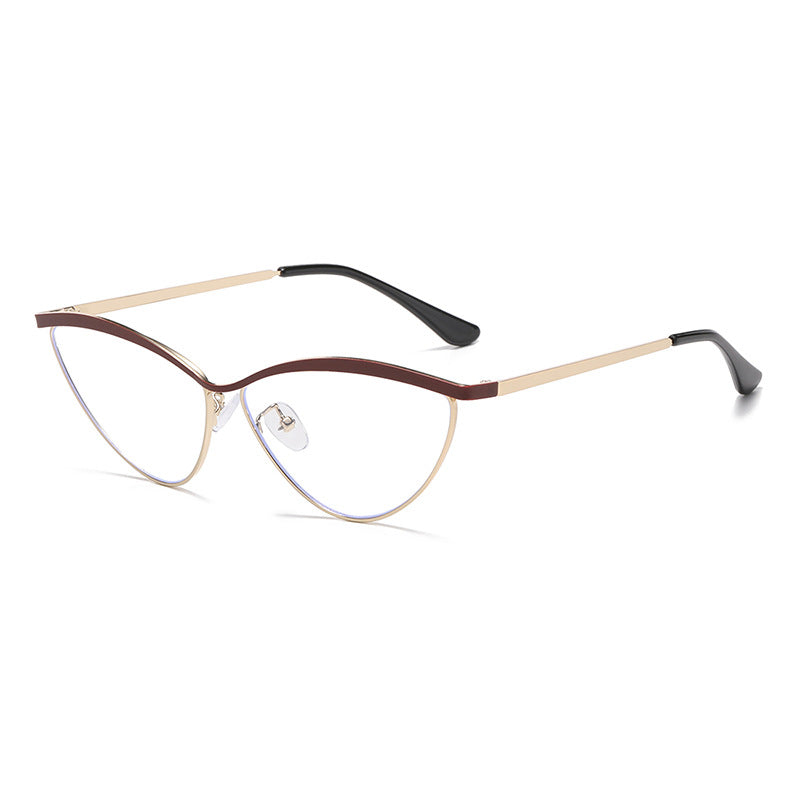 Semi Rimless Cat Eye Metal Sunglasses - Teagold