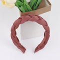 Braided Satin Wide Padded Headband - Rust_Red
