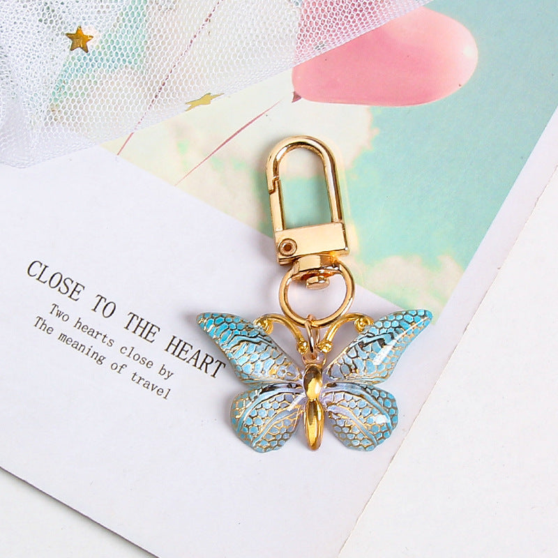 Ombre Butterfly Bag Charm Keychain - Blue