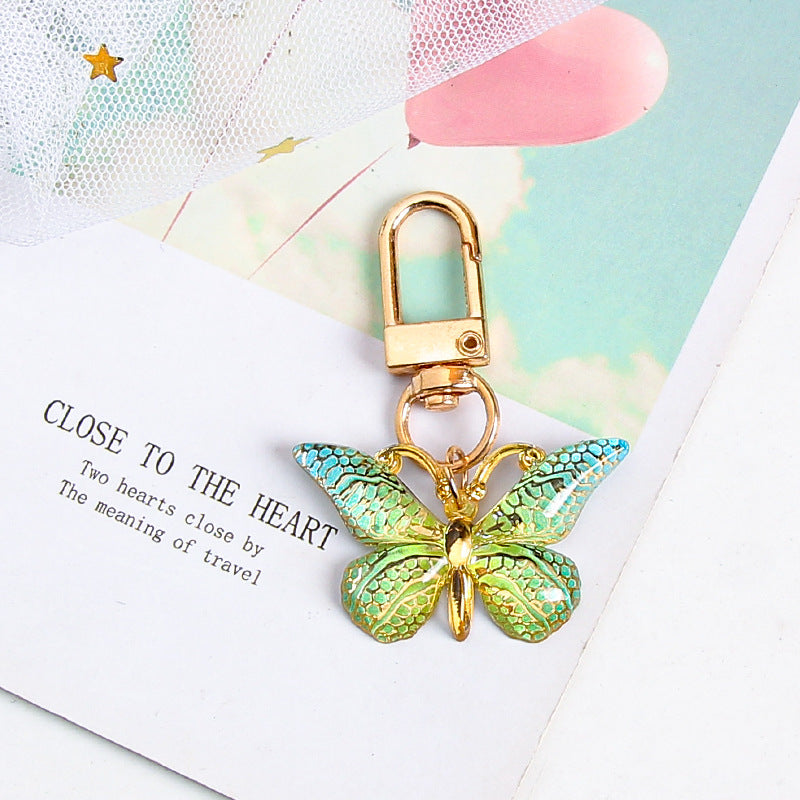 Ombre Butterfly Bag Charm Keychain - Green