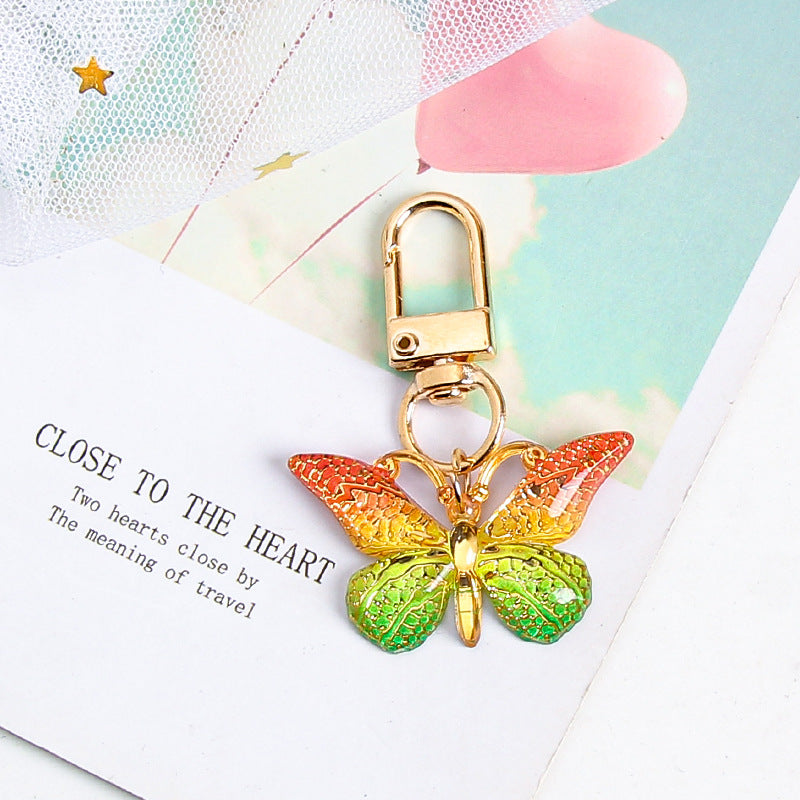 Ombre Butterfly Bag Charm Keychain - Orange_Green