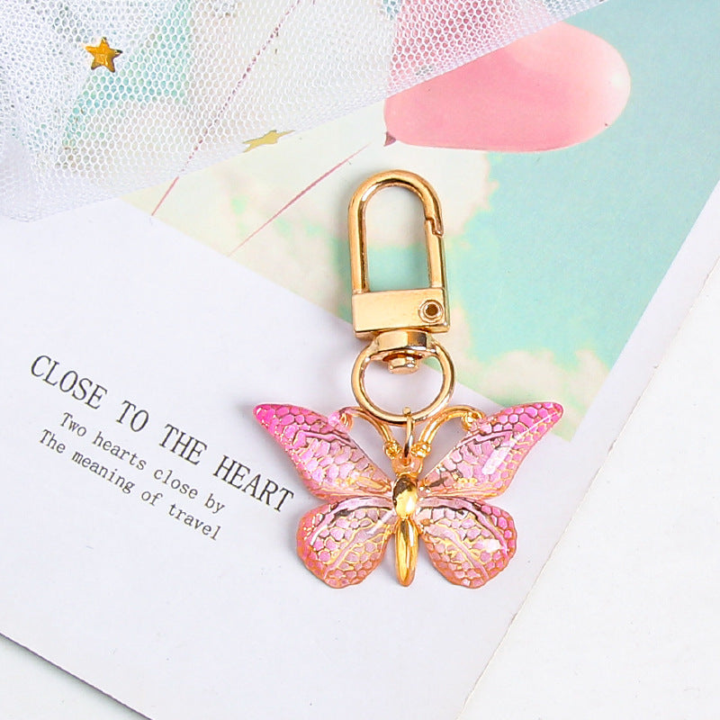 Ombre Butterfly Bag Charm Keychain - Pink