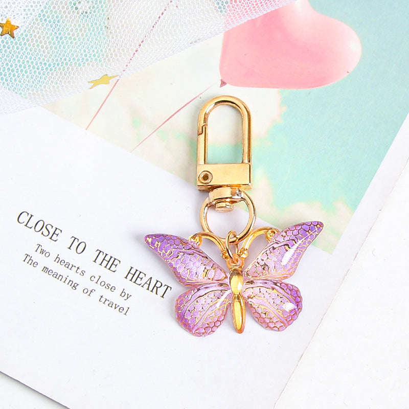 Ombre Butterfly Bag Charm Keychain - Purple