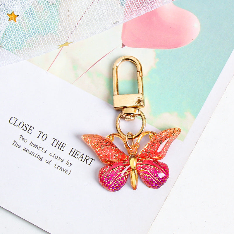 Ombre Butterfly Bag Charm Keychain - Red