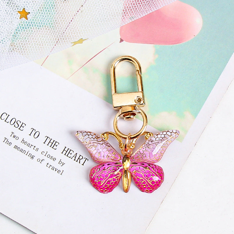 Ombre Butterfly Bag Charm Keychain - Rose