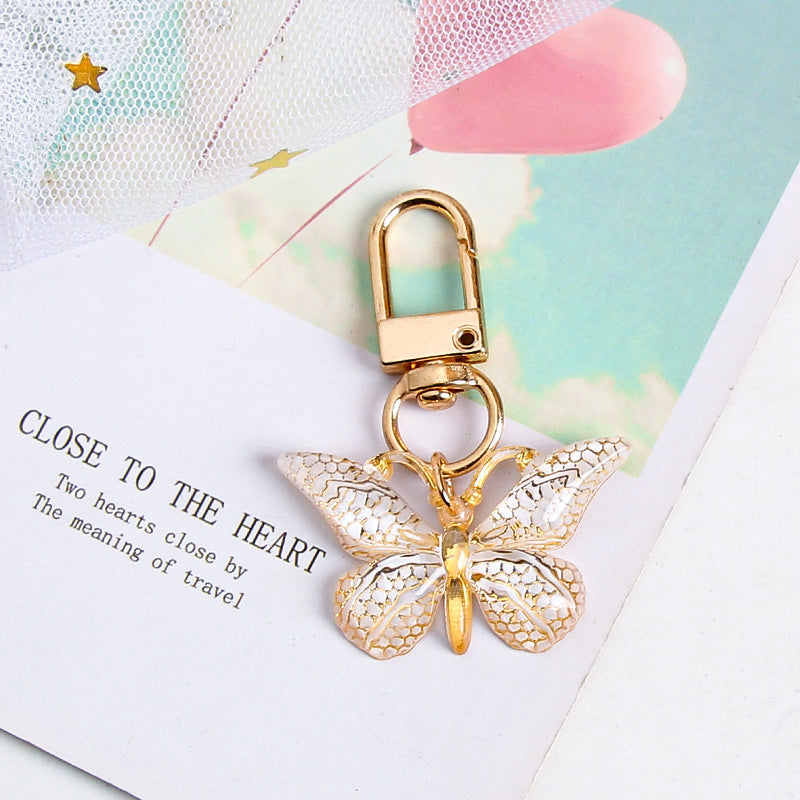 Ombre Butterfly Bag Charm Keychain - White