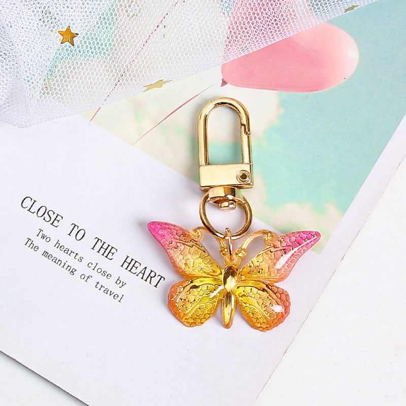 Ombre Butterfly Bag Charm Keychain - Yellow