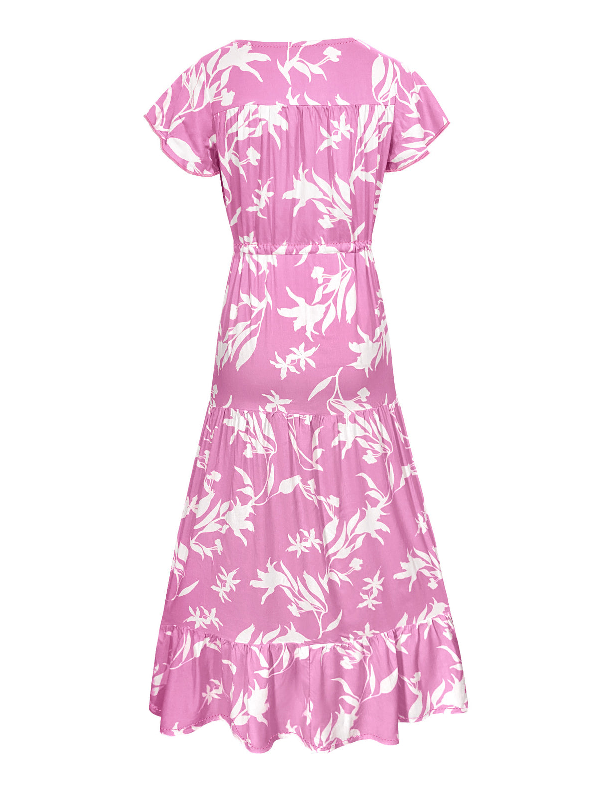 Bold Floral Tiered Ruffle Maxi Dress - Pink - 3