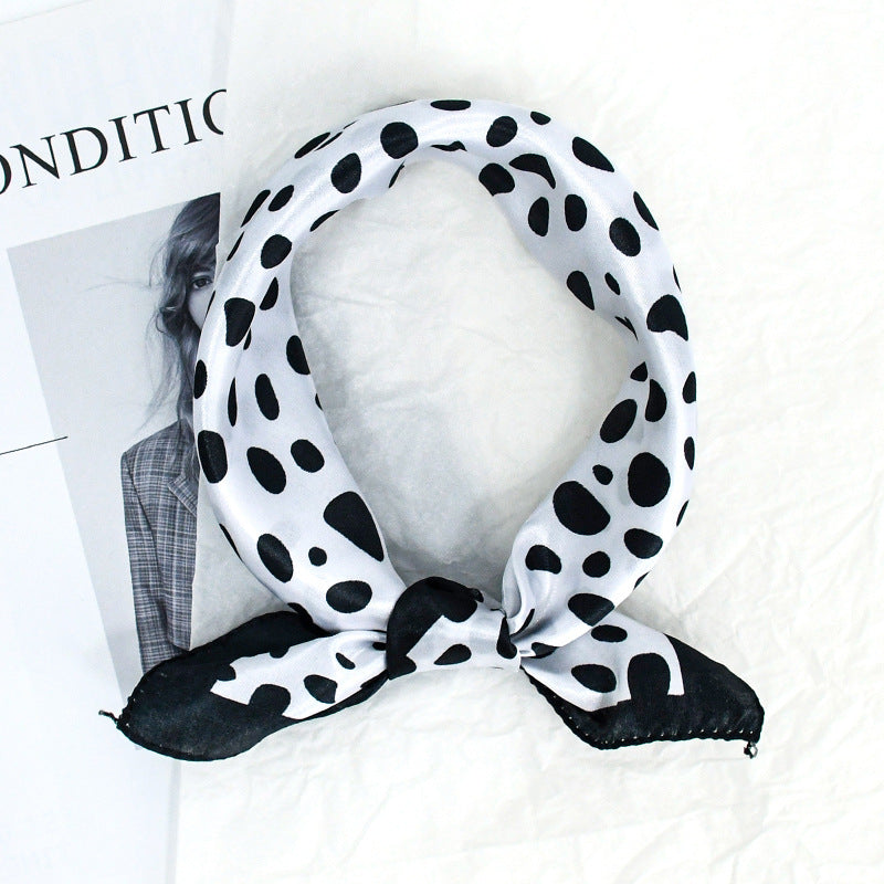 Polka Dot Satin Square Head Scarf - Color_01