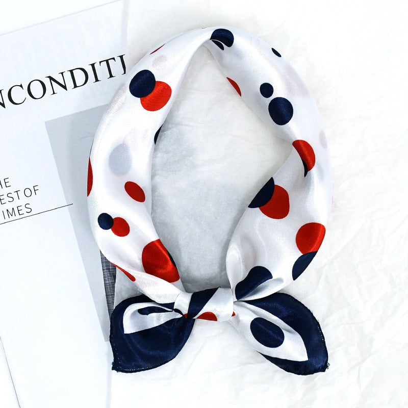 Polka Dot Satin Square Head Scarf - Color_04