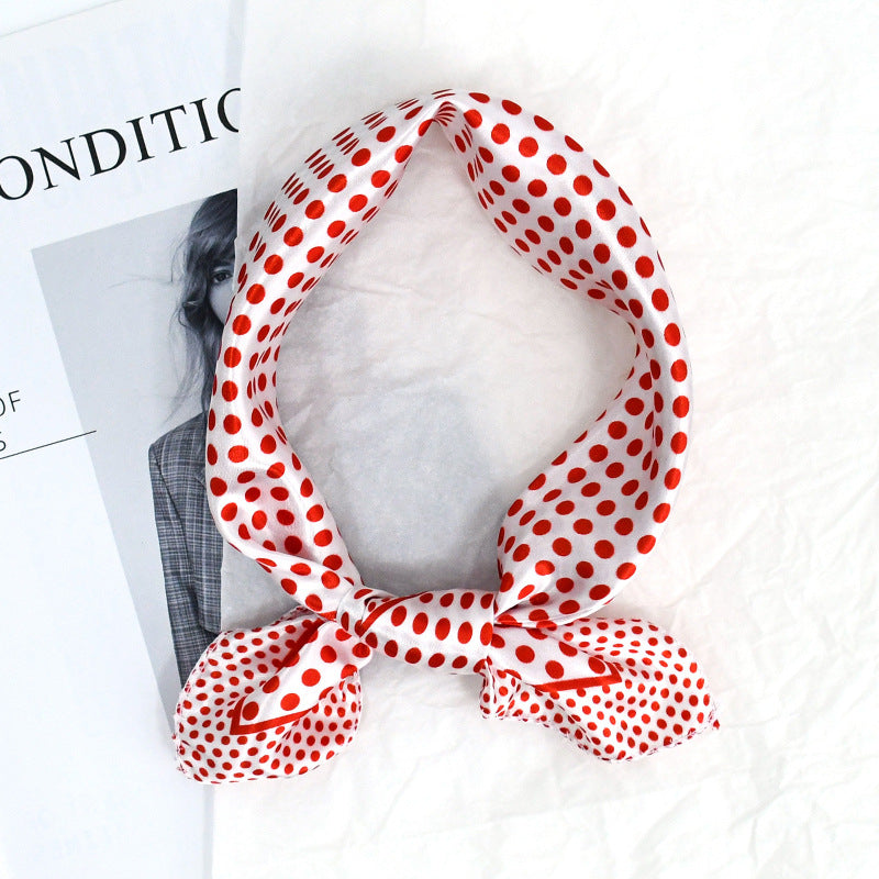 Polka Dot Satin Square Head Scarf - Color_05