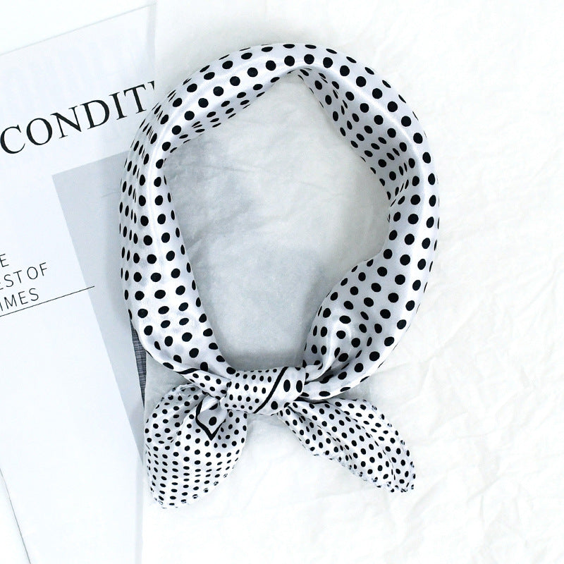 Polka Dot Satin Square Head Scarf - Color_06