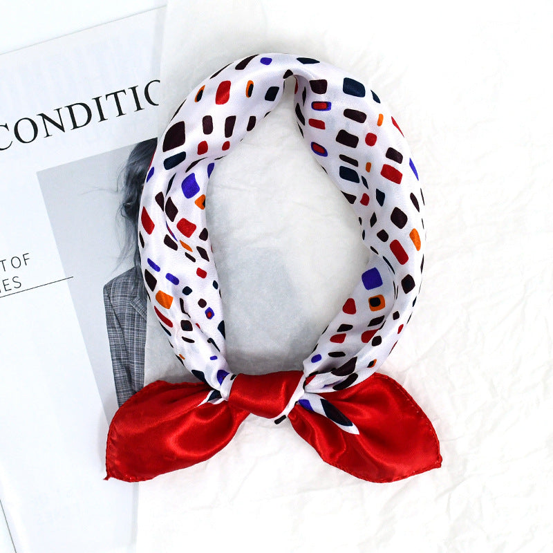 Polka Dot Satin Square Head Scarf - Color_07