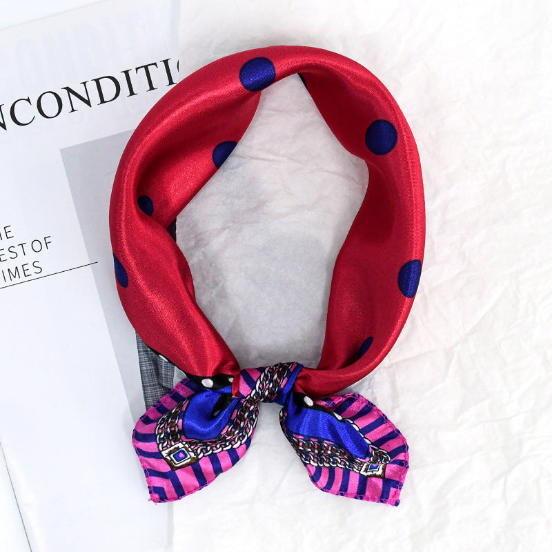 Polka Dot Satin Square Head Scarf - Color_09