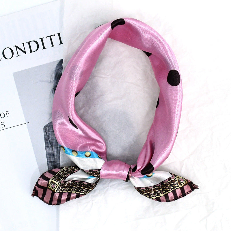Polka Dot Satin Square Head Scarf - Color_10