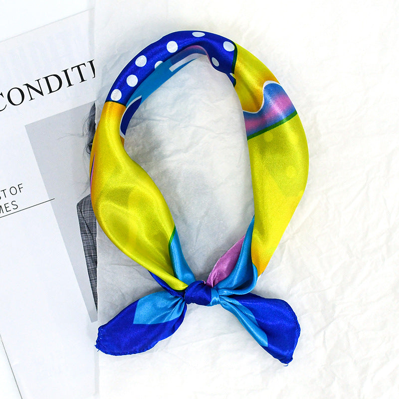 Polka Dot Satin Square Head Scarf - Color_12