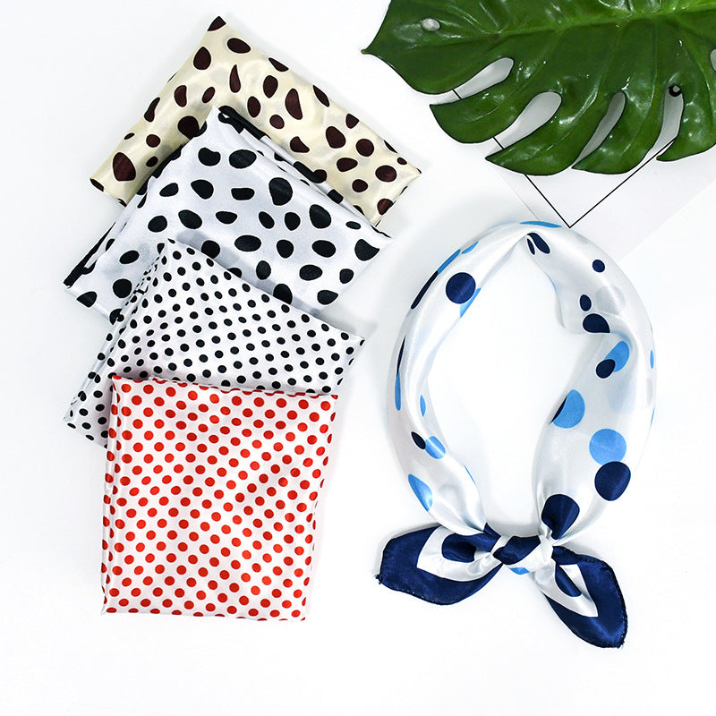 Polka Dot Satin Square Head Scarf - view 1