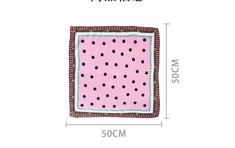 Polka Dot Satin Square Head Scarf - view 2