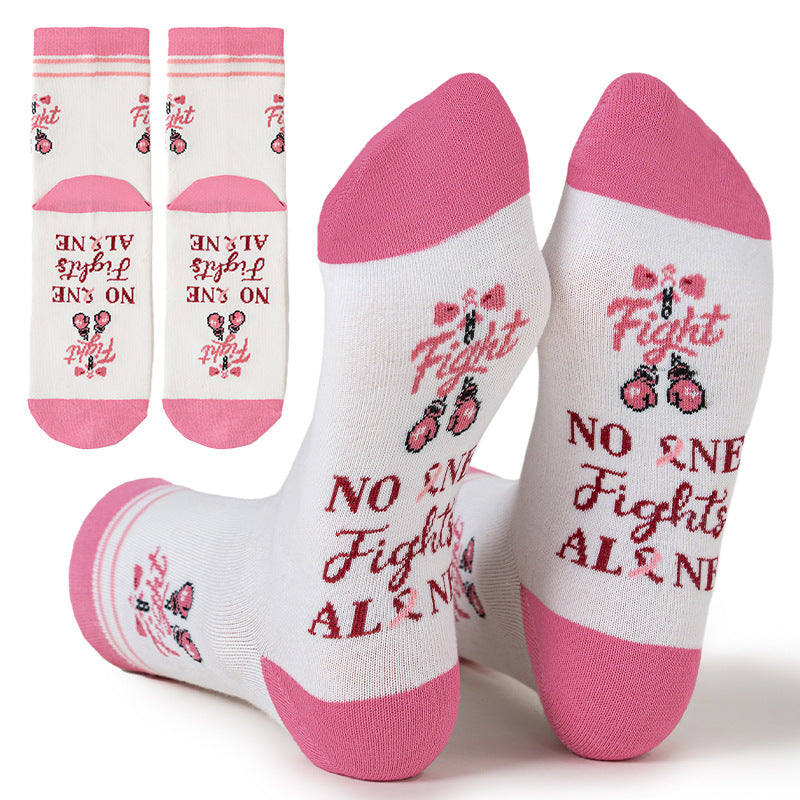 Awareness Ribbon Slogan Crew Socks - Color_1