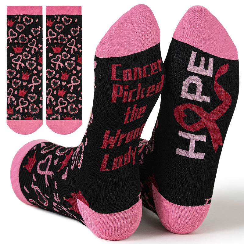 Awareness Ribbon Slogan Crew Socks - Color_4
