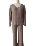 Slouchy Brushed Rib Two Piece Lounge Set - Camel