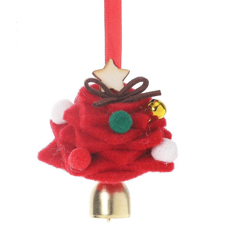 Felt Christmas Tree Ornament with Jingle Bell - Red
