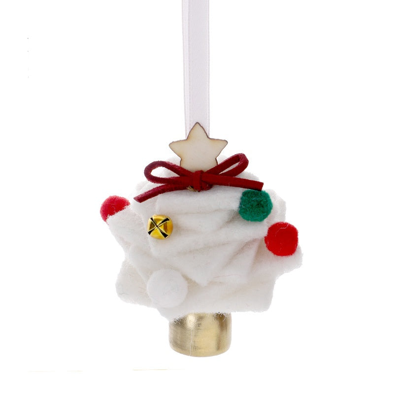Felt Christmas Tree Ornament with Jingle Bell - White