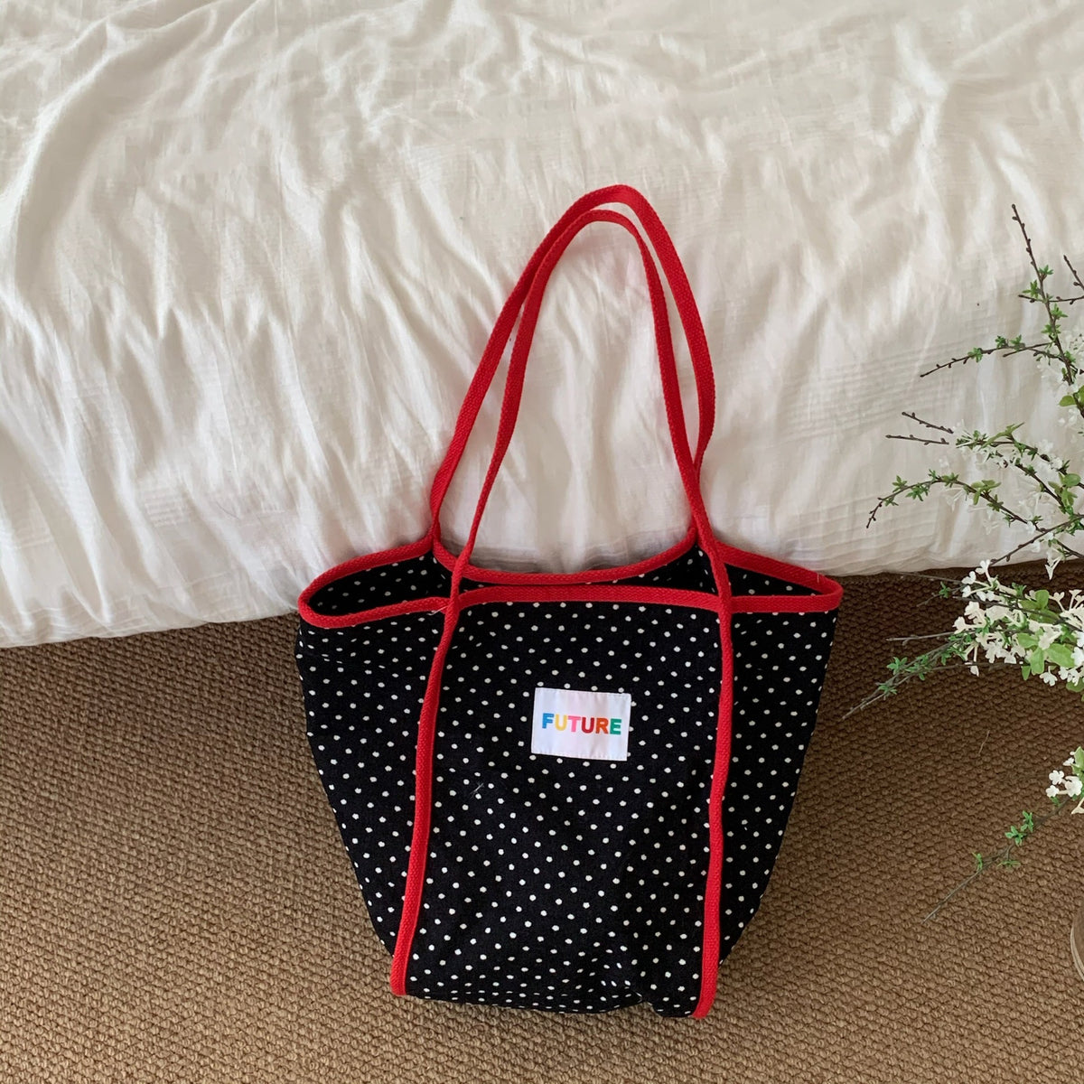 Gingham Plaid Quilted Beach Tote Bag - Color_1