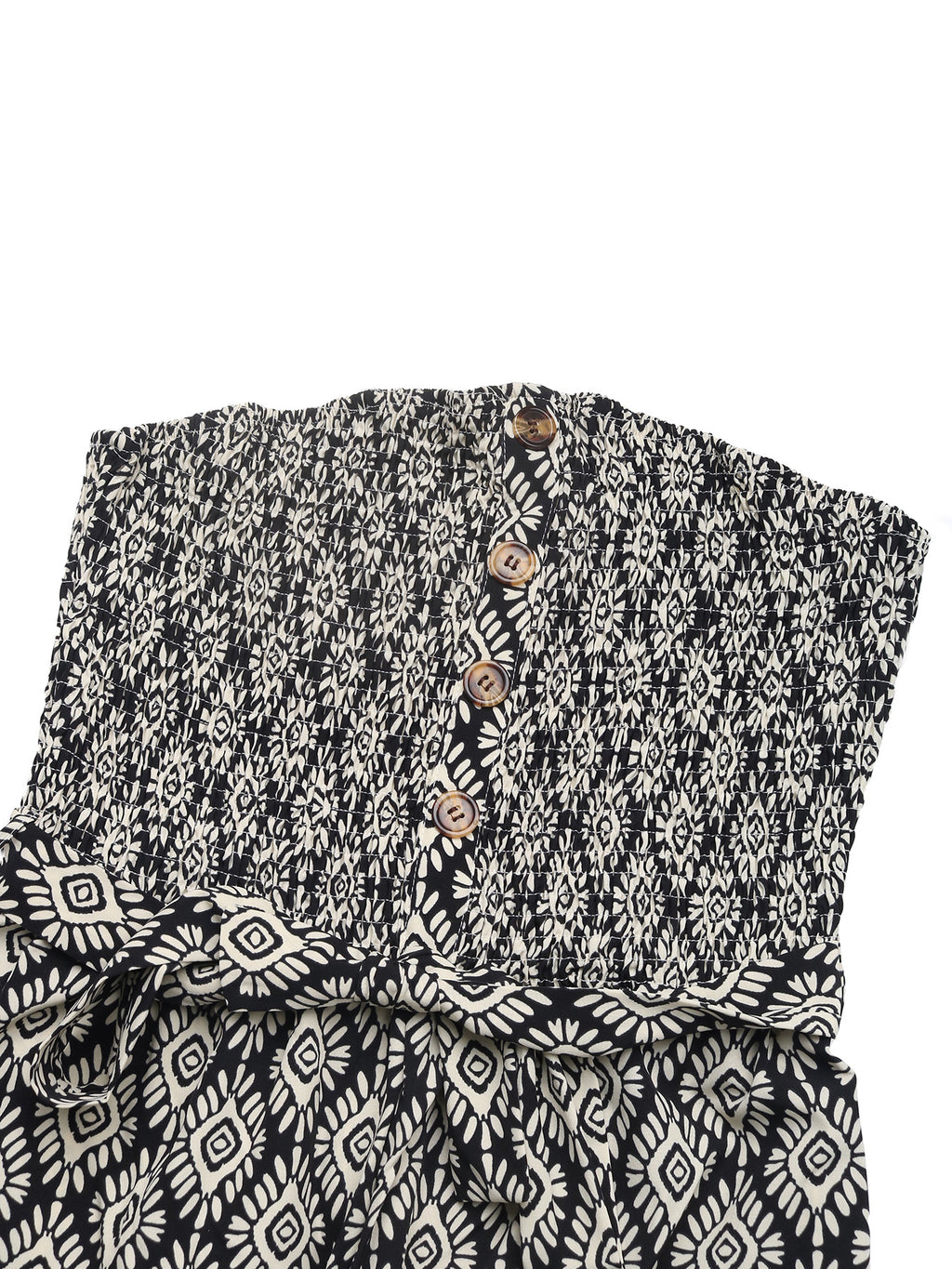 Strapless Geometric Print Wide Leg Jumpsuit - Black - 4