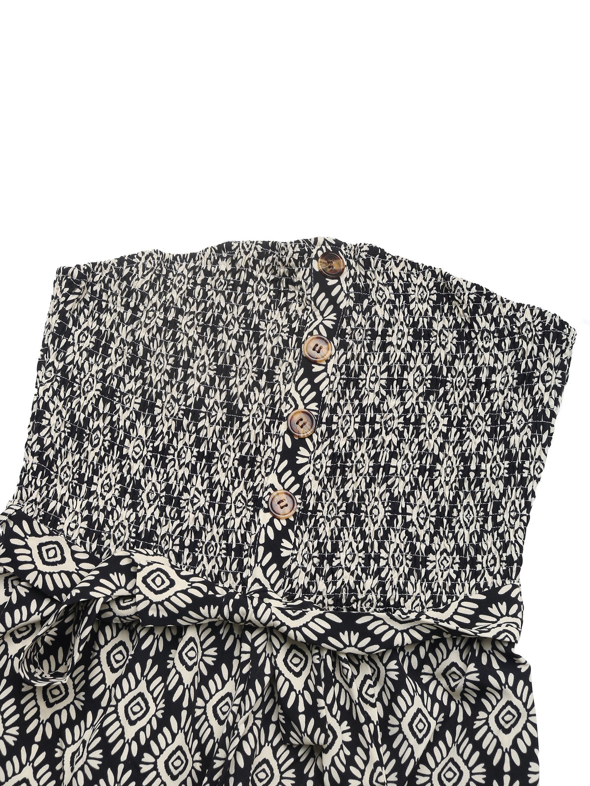 Strapless Geometric Print Wide Leg Jumpsuit - Black - 4