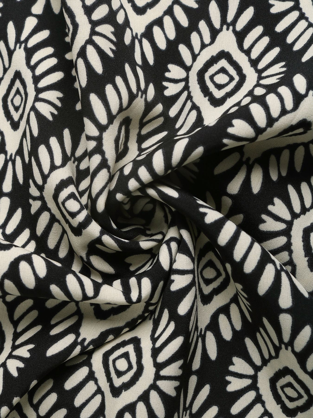 Strapless Geometric Print Wide Leg Jumpsuit - Black - 6