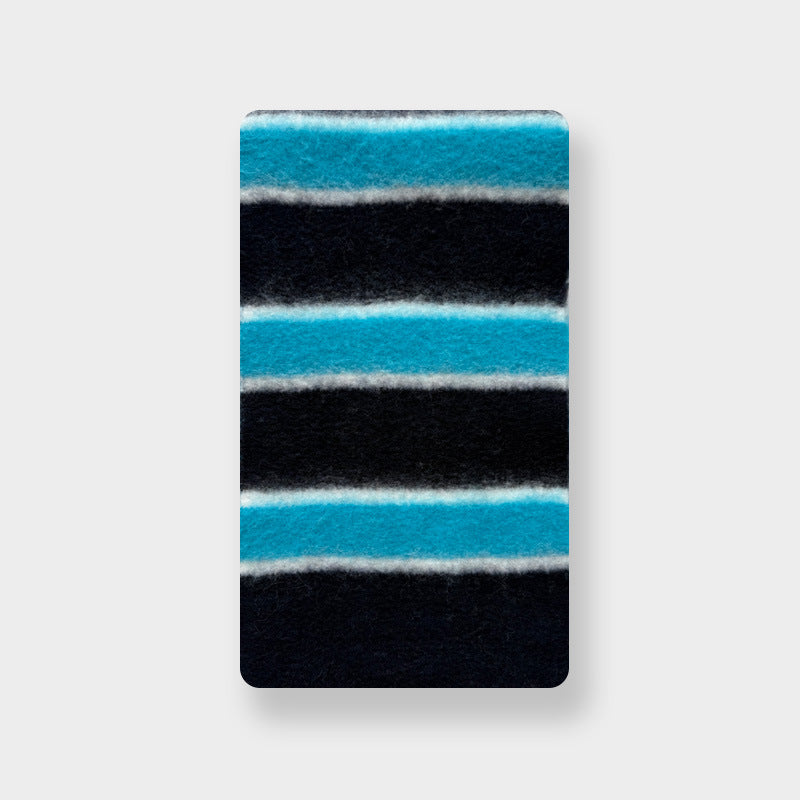 Fuzzy Wide Stripe Knit Winter Scarf - Black