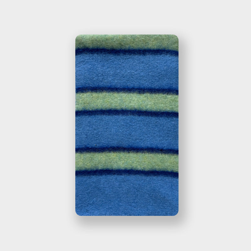 Fuzzy Wide Stripe Knit Winter Scarf - Blue
