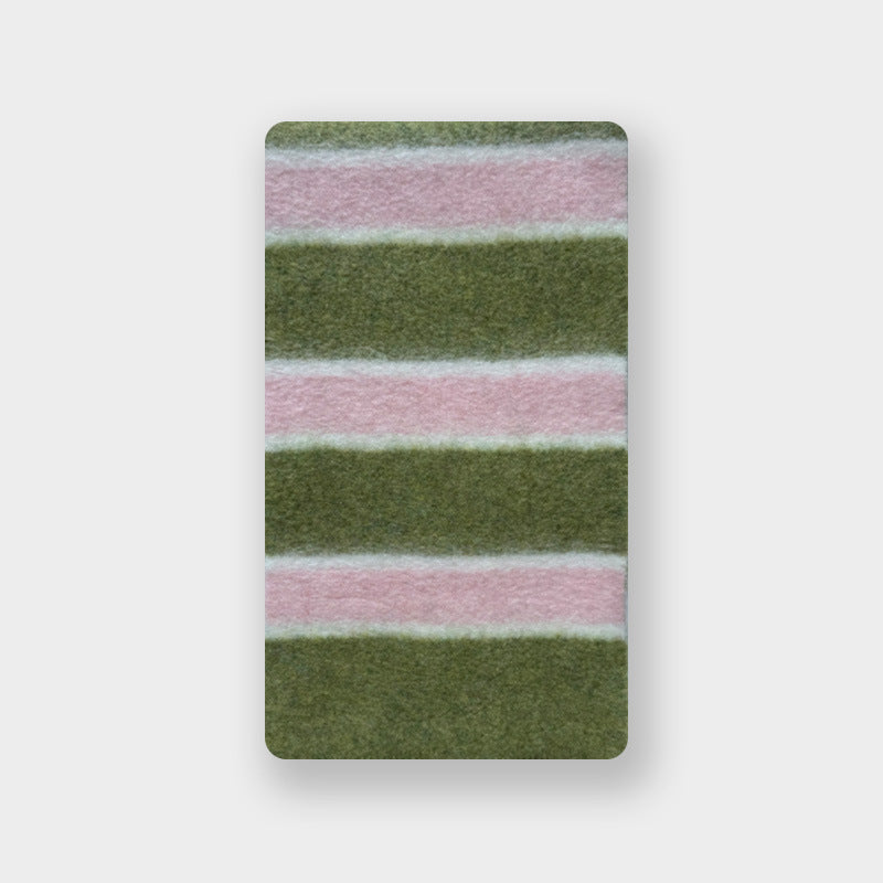 Fuzzy Wide Stripe Knit Winter Scarf - Green
