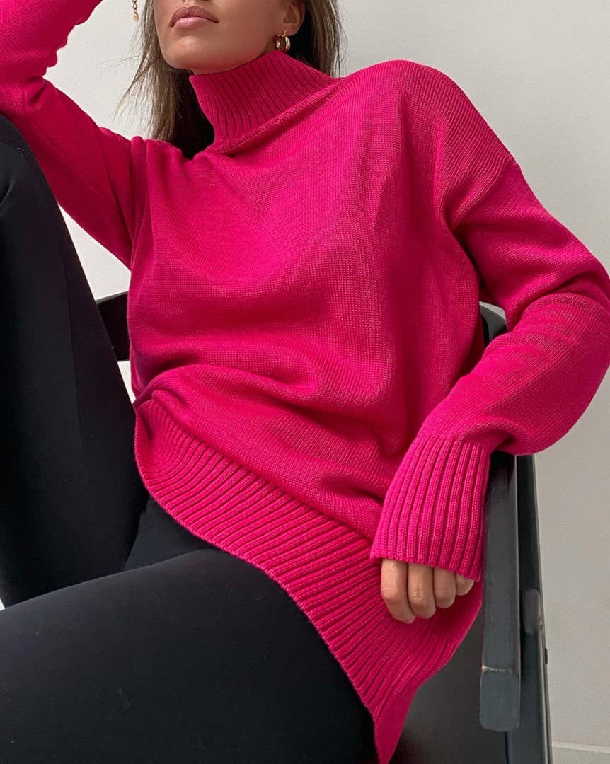 Oversized Roll Neck Drop Shoulder Sweater